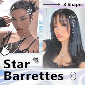 YAEISM 10PCS Star Hair Clips - Unique Silver Hair Accessories for Stylish Women