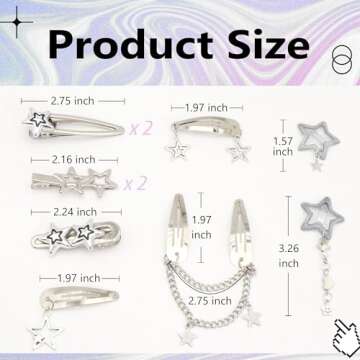 YAEISM Star Hair Clips - 10PCS Silver Y2K Accessories