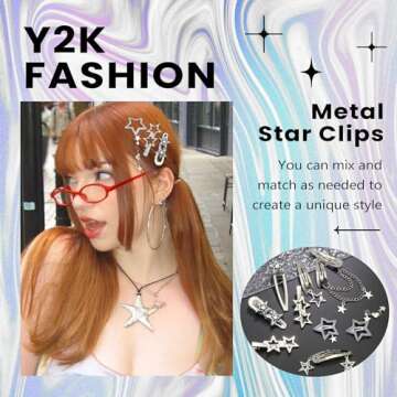 YAEISM Star Hair Clips - 10PCS Silver Y2K Accessories