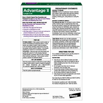 Advantage II Large Cat Vet-Recommended Flea Treatment & Prevention | Cats Over 9 lbs. | 6-Month Supp...