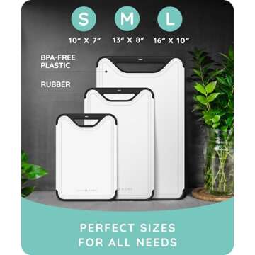 𝐏𝐫𝐞𝐦𝐢𝐮𝐦 𝐓𝐡𝐢𝐜𝐤 Cutting Boards for Kitchen, Plastic Cutting Board Set of 3, Dishwasher Safe Cutting Boards w/Juice Grooves for Meat, Veggies, Easy Grip Handle, Easy Grip Handle