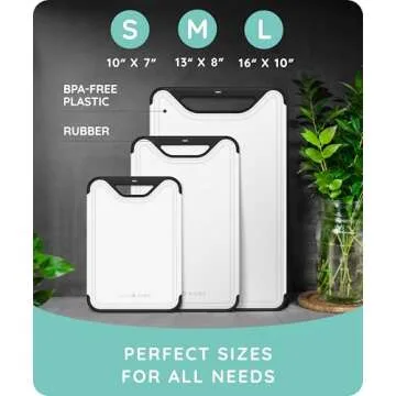 𝐏𝐫𝐞𝐦𝐢𝐮𝐦 𝐓𝐡𝐢𝐜𝐤 Cutting Boards for Kitchen, Plastic Cutting Board Set of 3, Dishwasher Safe Cutting Boards w/Juice Grooves for Meat, Veggies, Easy Grip Handle, Easy Grip Handle