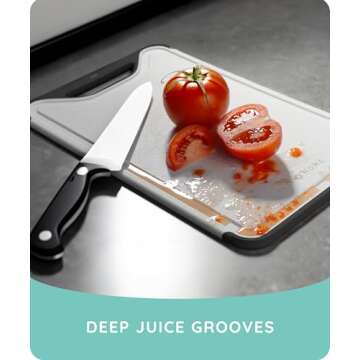 𝐏𝐫𝐞𝐦𝐢𝐮𝐦 𝐓𝐡𝐢𝐜𝐤 Cutting Boards for Kitchen, Plastic Cutting Board Set of 3, Dishwasher Safe Cutting Boards w/Juice Grooves for Meat, Veggies, Easy Grip Handle, Easy Grip Handle