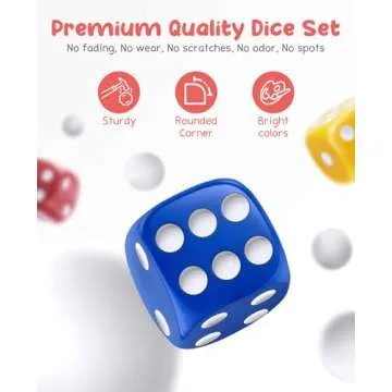 JoyCat 16mm 6-Sided Colorful Dice Set for Kids and Games