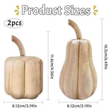 AOCEAN 2 Pcs Thanksgiving Wooden Pumpkins Unfinished Wood Pumpkins to Paint Fall Pumpkin Tabletop Sign Wooden Autumn Pumpkins for Crafts Thanksgiving Home Decorations (White)