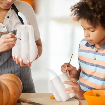 AOCEAN 2 Pcs Thanksgiving Wooden Pumpkins Unfinished Wood Pumpkins to Paint Fall Pumpkin Tabletop Sign Wooden Autumn Pumpkins for Crafts Thanksgiving Home Decorations (White)