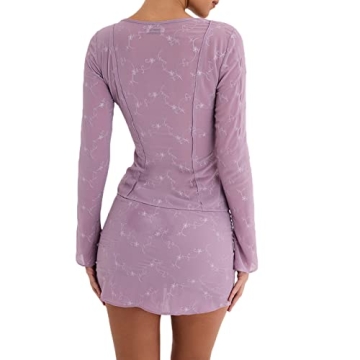 Women Sexy Two Piece Floral Skirt Set with Crop Top