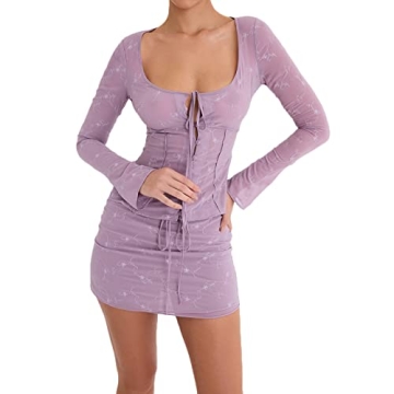 Women Sexy Two Piece Floral Skirt Set with Crop Top