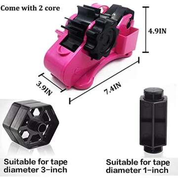 Pink Heat Tape Dispenser Sublimation - Multiple Roll Cut Heat Tape Dispenser 1" and 3" Core Double R...