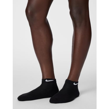 Nike Unisex Everyday Cushioned Training Low Socks (6 Pairs), Black/White, Small