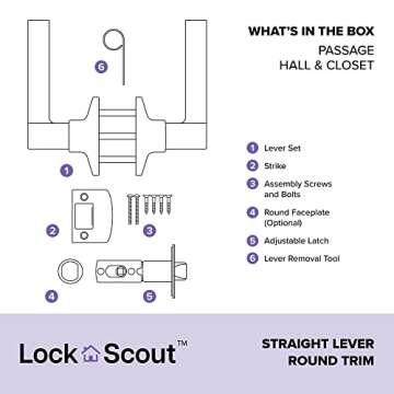 Lock Scout Matte Black Hall Closet Door Handle for Ease