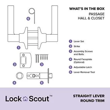 Lock Scout Matte Black Hall Closet Door Handle for Ease