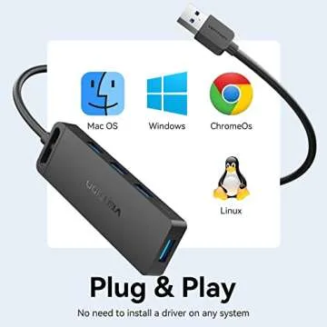 VENTION Ultra-Slim 4-Port USB 3.0 Hub - Portable & Compatible