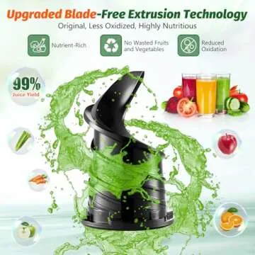 LQZ Cold Press Juicer,Slow Masticating Juicer Machines,350W Juice Extractor Machine,5.3" Large Bore Feed Chute Fit Whole Vegetables and Fruits,Easy to Clean Juicer（Black）