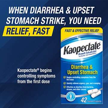 Kaopectate Multi-Symptom Anti-Diarrheal& Upset Stomach Reliever, 42 Caplets