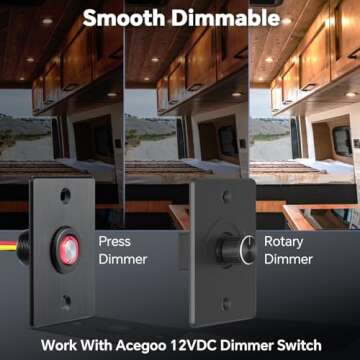 acegoo RV 2.75" Recessed LED Ceiling Light 12V Ultra-Thin Puck Light, Dimmable RV Lights Interior for Camper Van Truck Motorhome Boat Sailboat Roof Under Cabinet Lighting, 6 Pack (Black,Warm White)