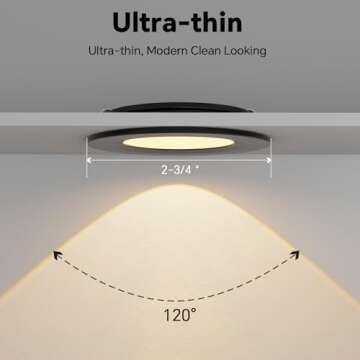 acegoo RV 2.75" Recessed LED Ceiling Light 12V Ultra-Thin Puck Light, Dimmable RV Lights Interior for Camper Van Truck Motorhome Boat Sailboat Roof Under Cabinet Lighting, 6 Pack (Black,Warm White)