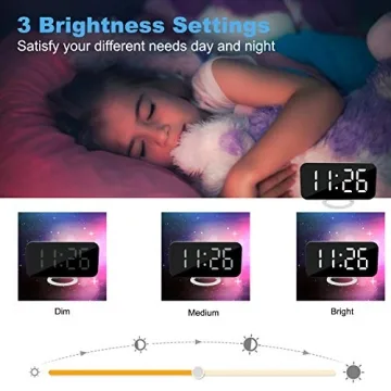 SZELAM Digital Clock Large Display, LED Electric Alarm Clocks Mirror Surface for Makeup with Diming Mode, 3 Levels Brightness, Dual USB Ports Modern Decoration for Home Bedroom Decor-White (001)