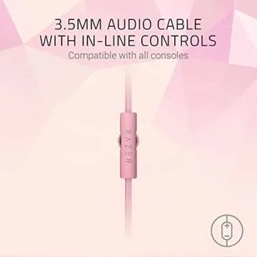 Razer Kraken - Cross-Platform Wired Gaming Headset (Custom Tuned 50 mm Drivers, Unidirectional Microphone, 3.5 mm Cable with in-line Controls, Cross Platform Compatible) Quartz Pink
