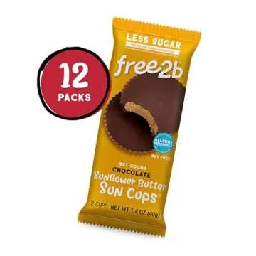 Free2b Sunflower Butter Sun Cups, Safe for School and Allergy Friendly - Gluten-Free, Dairy-Free, Nu...