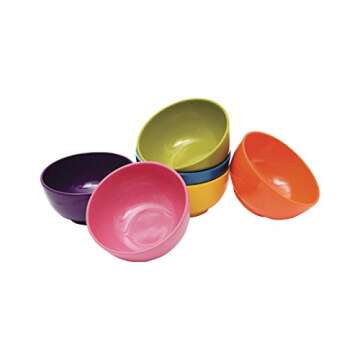 French Bull Melamine Mini Bowls, 6-Piece Set, Small Serving Bowl – Snack, Condiment, Dip, Dessert, Ice Cream – Shatter Proof, Food-Safe, BPA Free, Dishwasher Safe, 4” 10 oz - Multicolor
