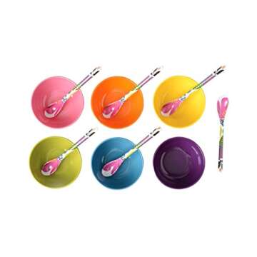 French Bull Melamine Mini Bowls, 6-Piece Set, Small Serving Bowl – Snack, Condiment, Dip, Dessert, Ice Cream – Shatter Proof, Food-Safe, BPA Free, Dishwasher Safe, 4” 10 oz - Multicolor