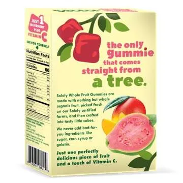 SOLELY - Organic Mango & Guava Whole Fruit Gummies (Pack of 8 Boxes, 5 Bags per Box) - Real Fresh Fr...