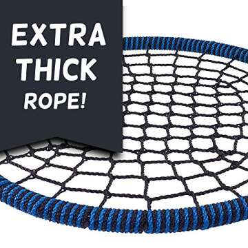 Royal Oak Giant 40" Spider Web Tree Swing, 600 lb Weight Capacity, Durable Steel Frame, Waterproof, Adjustable Ropes, Bonus Flag Set and 2 Carabiners, Non-Stop Fun for Kids (Blue)