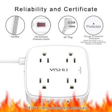 YISHU 6 Ft Surge Protector Power Strip, 8 Outlets with USB