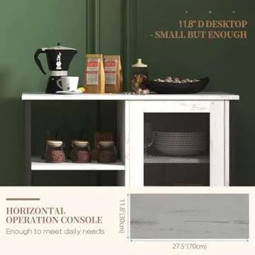 LVSOMT Mini Coffee Bar Cabinet with Storage, 27.5'' Small Kitchen Bar Table, Cute Corner Bar Cabinet for Tea, Buffet Sideboard Cabinet for Dining Room, Farmhouse Coffee Station for Wine (White)