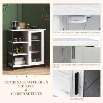 LVSOMT Mini Coffee Bar Cabinet with Storage, 27.5'' Small Kitchen Bar Table, Cute Corner Bar Cabinet for Tea, Buffet Sideboard Cabinet for Dining Room, Farmhouse Coffee Station for Wine (White)