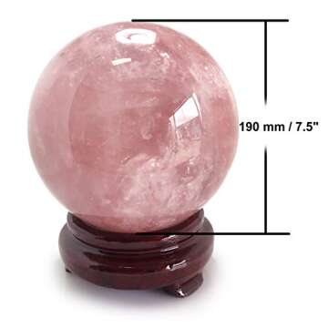 Polar Jade Rose Quartz Crystal Ball – 7.5" for Meditation, Feng Shui, and Home Décor