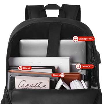 YAMTION 17 Inch Backpack for School Business Travel,Computer Bookbag Schoolbag for Work Office High School College Teen Men Boy Girl Women