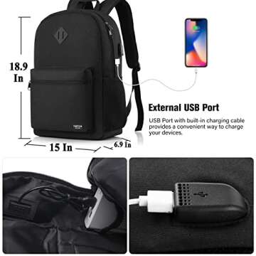YAMTION 17 Inch Backpack for School Business Travel,Computer Bookbag Schoolbag for Work Office High School College Teen Men Boy Girl Women