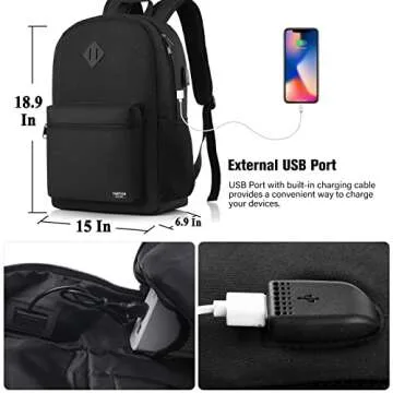 YAMTION 17 Inch Backpack for School Business Travel,Computer Bookbag Schoolbag for Work Office High School College Teen Men Boy Girl Women