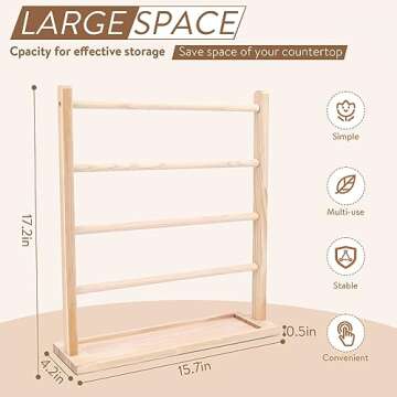 PABOBIT Claw Clip Organizer, Wooden Hair Clip Organizer Storage for Women Girls, Table Standing Claw...