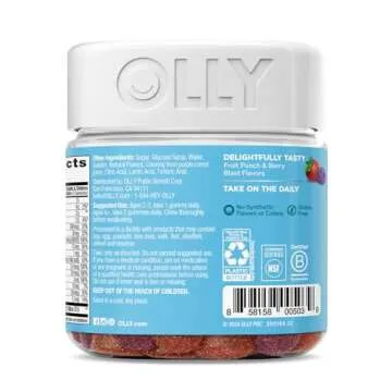 OLLY Kids Multivitamin & Probiotic Gummy, Digestive Support, Vitamins A, D, C, E, B, Zinc, Chewable Supplement, Berry Flavor, 35 Day Supply - 70 Count