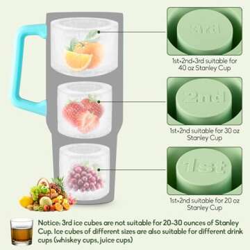 Ice Cube Tray for Stanley, Stanley Ice Mold 30-40oz Tumbler With Lid and Bin, Silicone Ice Cube for ...