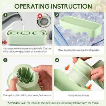 Ice Cube Tray for Stanley, Stanley Ice Mold 30-40oz Tumbler With Lid and Bin, Silicone Ice Cube for Drinks, Coffee and Cocktails, Whiskey with Stainless Steel Clip (green)