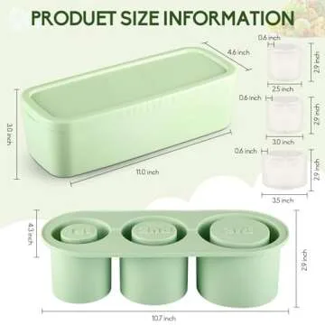 Ice Cube Tray for Stanley, Stanley Ice Mold 30-40oz Tumbler With Lid and Bin, Silicone Ice Cube for Drinks, Coffee and Cocktails, Whiskey with Stainless Steel Clip (green)