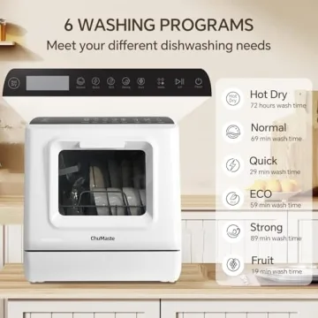 Portable Mini Dishwasher with 6 Wash Programs
