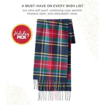 CALVIN & OLIVIA Ultra-Soft Winter Cashmere Feel Scarf Plaid Multi-Color Warm Long Unisex Winter Scar...