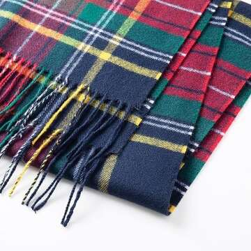 CALVIN & OLIVIA Ultra-Soft Winter Cashmere Feel Scarf Plaid Multi-Color Warm Long Unisex Winter Scarves Perfect Holiday Gift for Women Men Christmas Holiday Plaid
