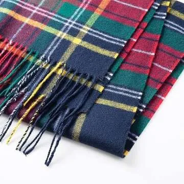 CALVIN & OLIVIA Ultra-Soft Winter Cashmere Feel Scarf Plaid Multi-Color Warm Long Unisex Winter Scarves Perfect Holiday Gift for Women Men Christmas Holiday Plaid