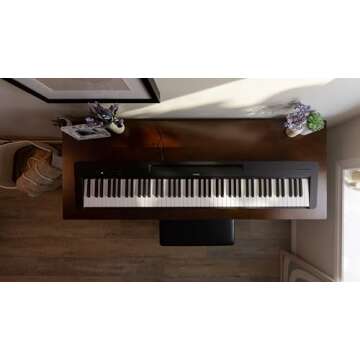 Yamaha, 88-Key Slim Digital Beginners with Weighted, Premium Grand Piano Sound, Compact Design, Music Rest, Sustain Pedal, and Built-in Speakers for Home Practice or Travel, (P143B)
