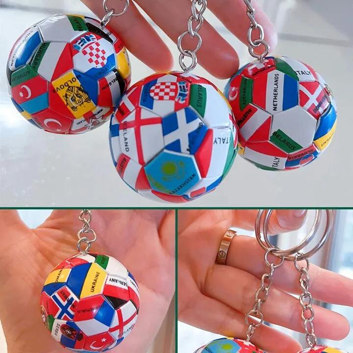 Soccer Ball Keychain with National Flags for Fans