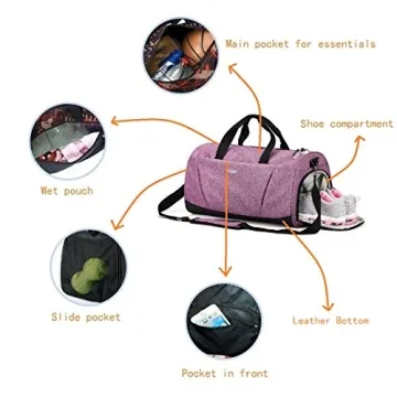 Sports Gym Bag with Wet Pocket & Shoes Compartment for Women & Men