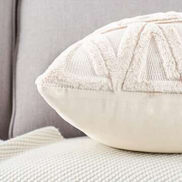 MADIZZ Beige Plush Short Wool Throw Pillow Covers Set of 2 Super Soft Boho Velvet Pillow Covers Decorative Textured Throw Pillowcases for Sofa Bedroom 18x18 Inch