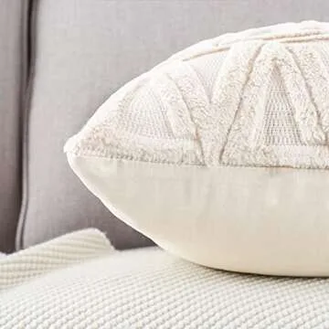 MADIZZ Beige Plush Short Wool Throw Pillow Covers Set of 2 Super Soft Boho Velvet Pillow Covers Decorative Textured Throw Pillowcases for Sofa Bedroom 18x18 Inch