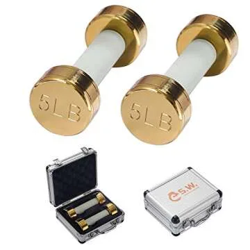 Sogawave Golden Hand Weight Dumbbell, Titanium Coated and Non-Slip Grip,5lb,Set of 2